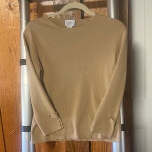 LOFT Camel Knit Top with Button Accents